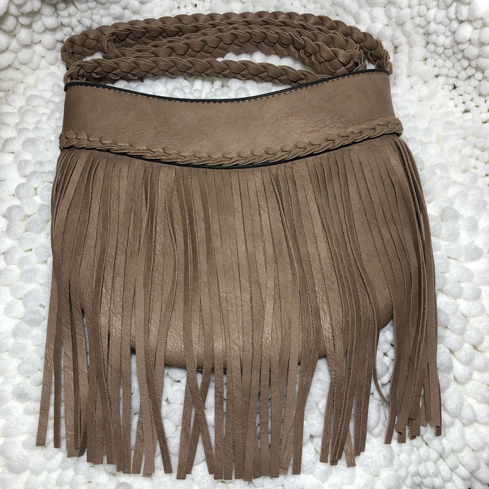 Mellow World dusty rose boho crossbody fringe bag